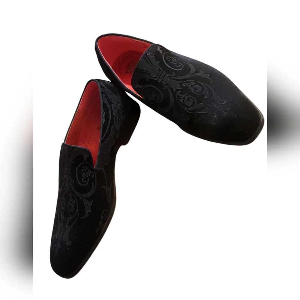 Men's Black Velvet Paisley  Loafers Tuxedo and Prom Style